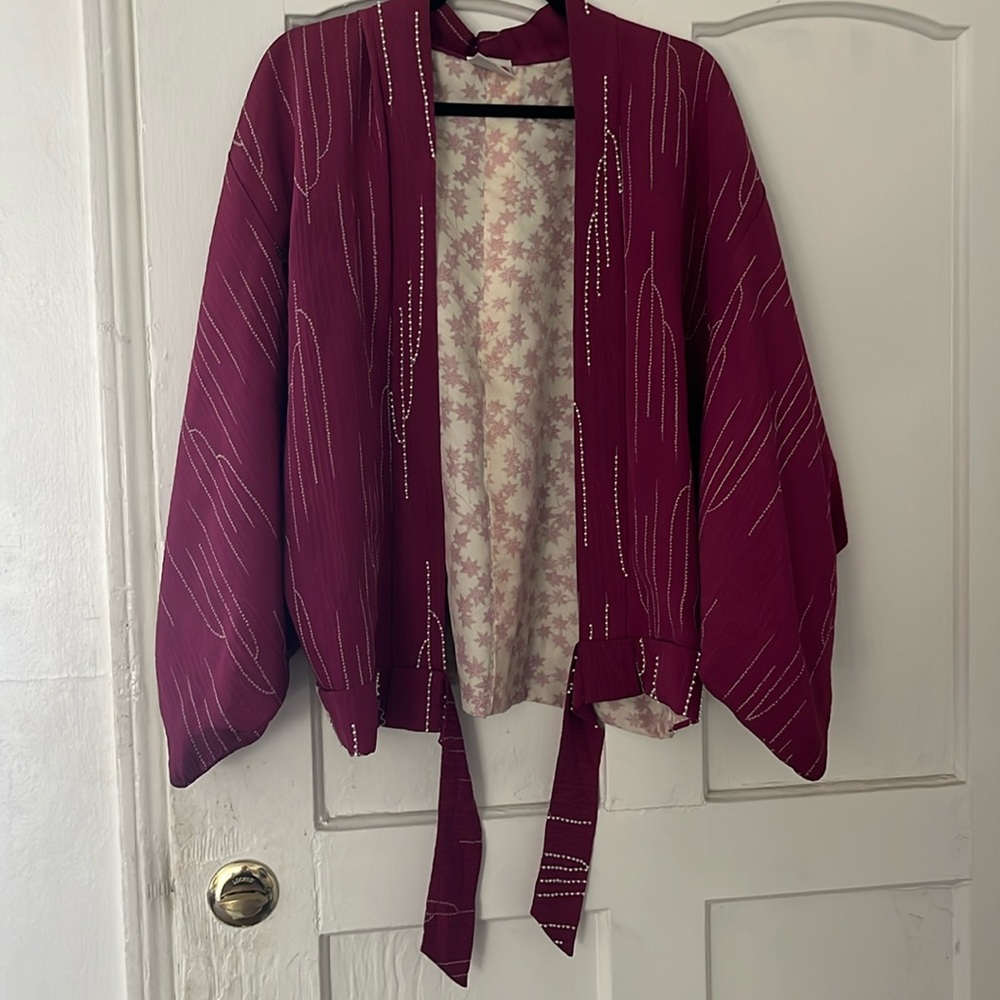 kimono jacket with beaded detail